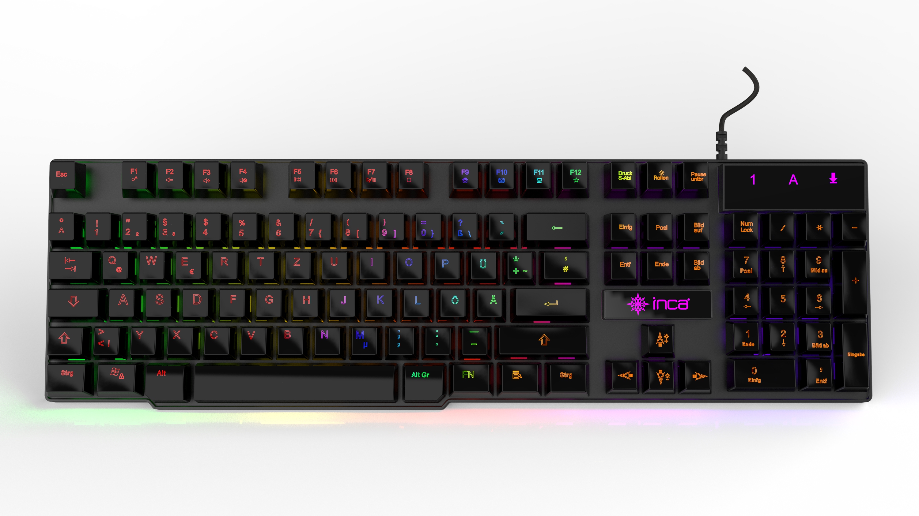 INCA Gaming Tastatur IKG-446  Regenbogen, RGB, dt. Layout retail