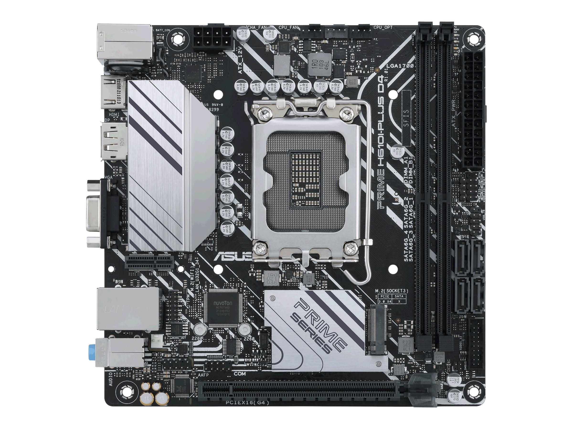 PRIME H610I-PLUS D4-CSM - Motherboard - Mini-ITX - LGA1700-Sockel - H610 Chipsatz - USB 3.2 Gen 1 - Gigabit LAN - Onboard-Grafik (CPU erforderlich)
