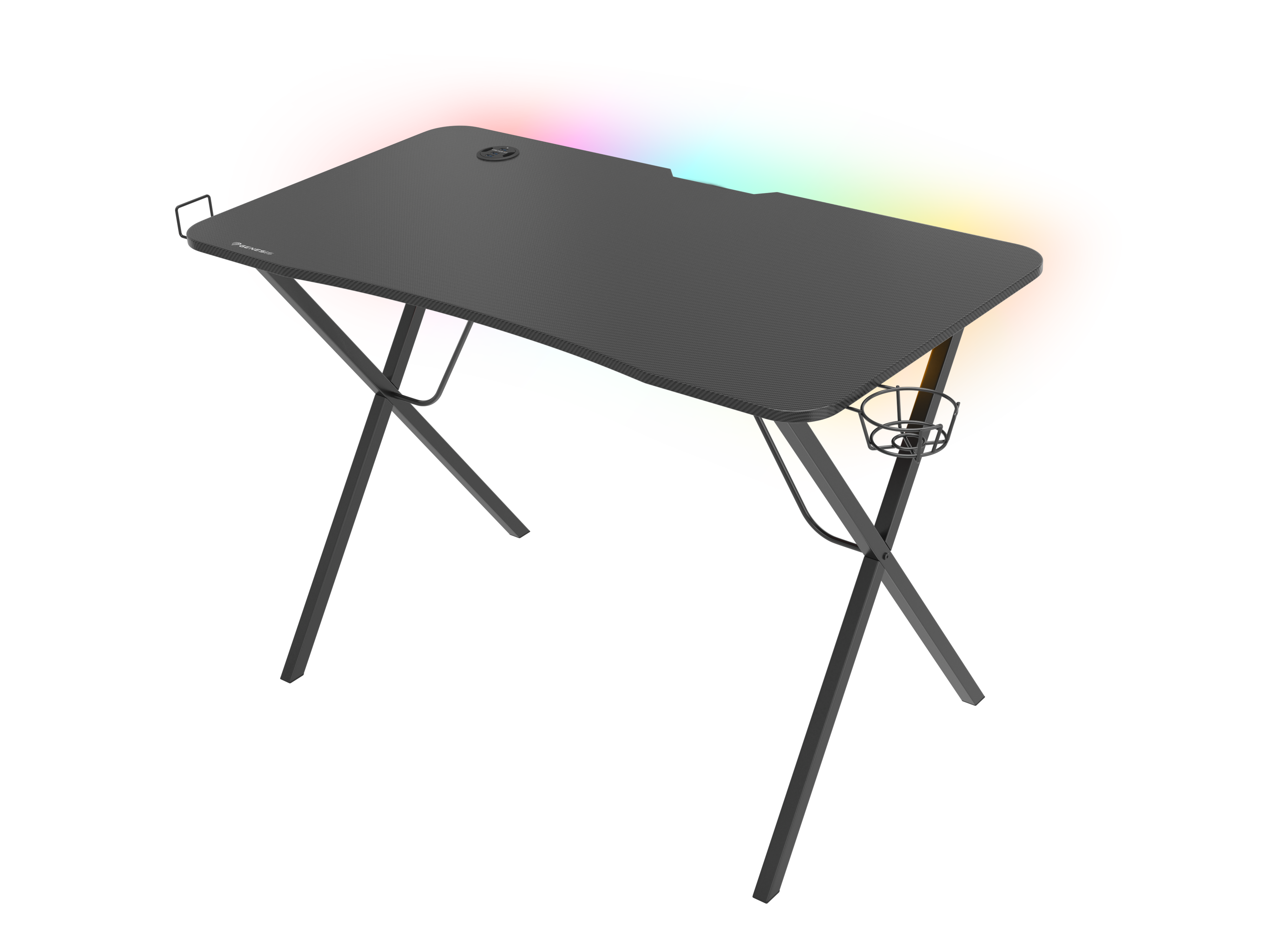 Gaming Tisch HOLM 200 RGB schwarz (113cm x 75cm)