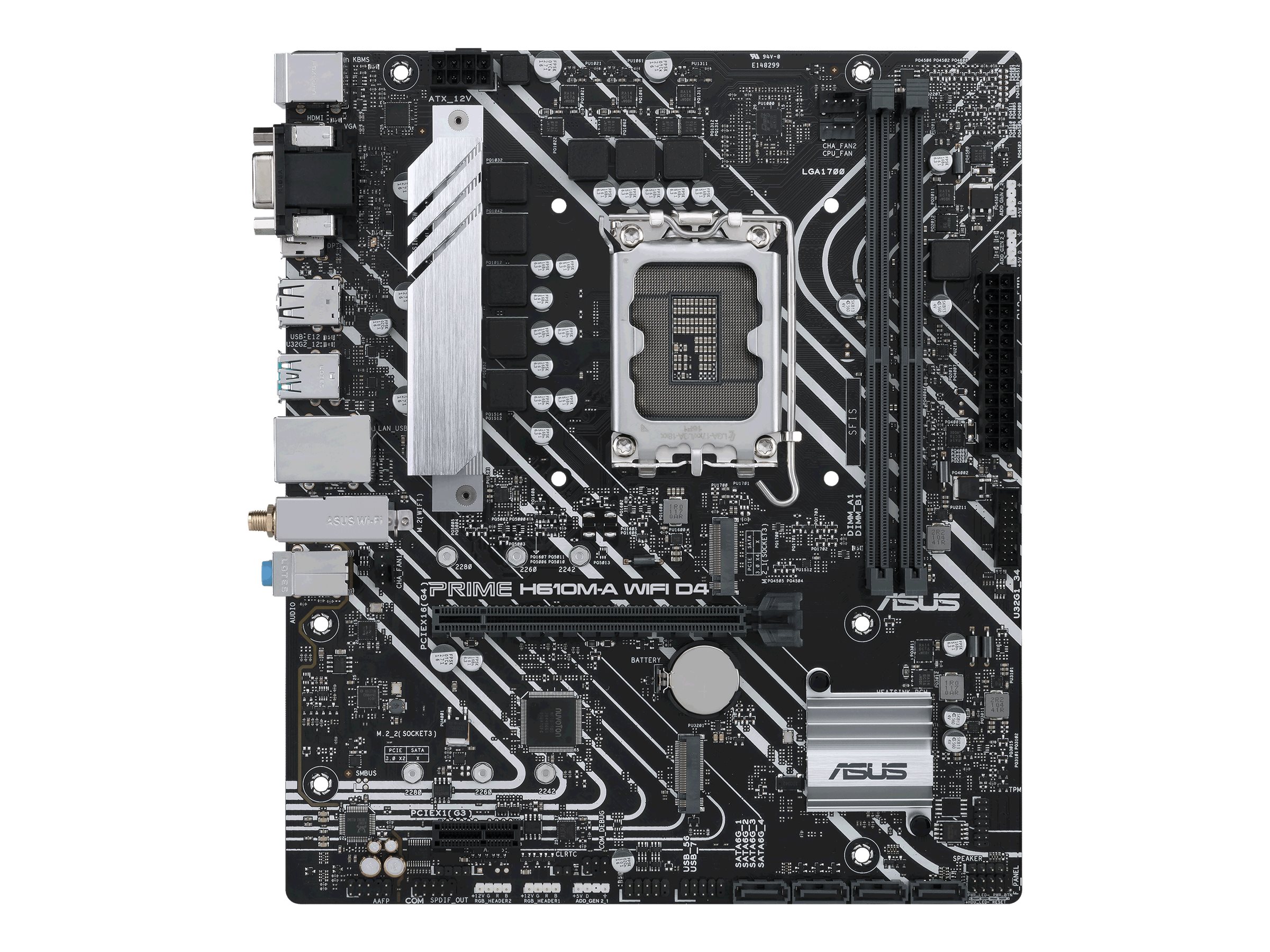 PRIME H610M-A WIFI D4 - Motherboard - micro ATX - LGA1700-Sockel - H610 Chipsatz - USB 3.2 Gen 1, USB 3.2 Gen 2 - Gigabit LAN, Wi-Fi, Bluetooth - Onboard-Grafik (CPU erforderlich)