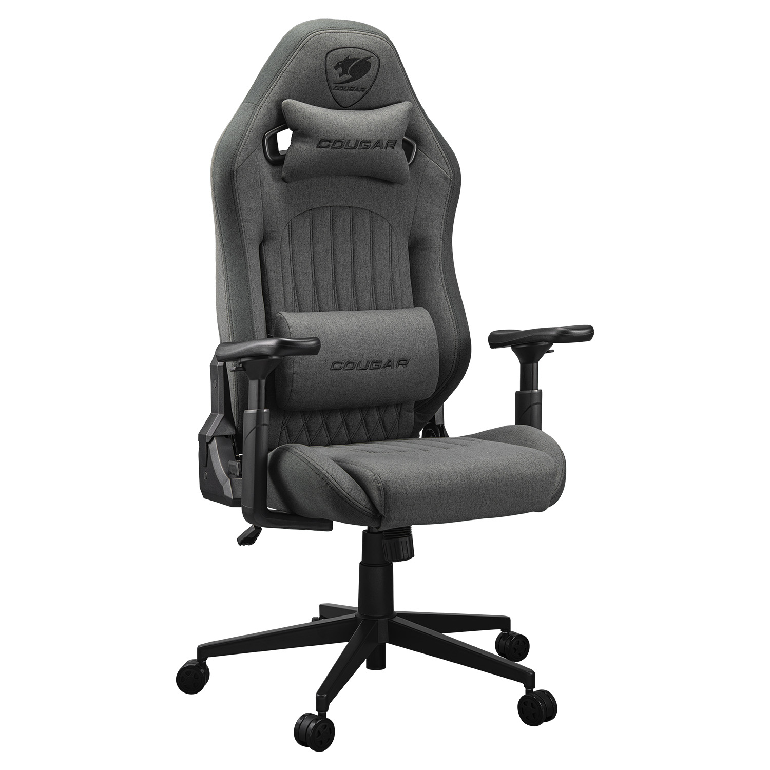 Explore Royal Gray F – Gaming-Stuhl mit 3D-Armlehnen, Stoff, bis 120 kg, Grau