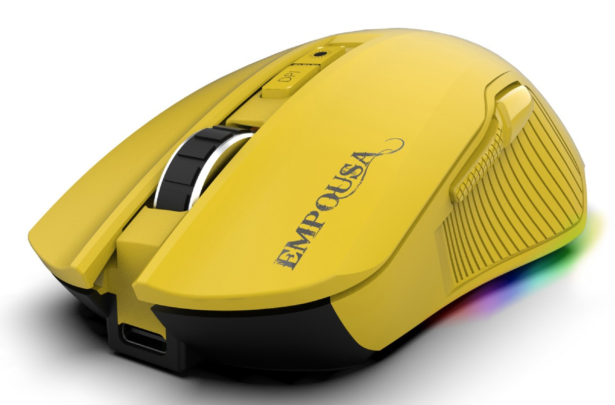 Gaming Maus RGB/ 7200DPI/ 7Tasten/USB/BT 1.50m gelb